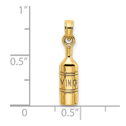14K Gelbgold Wine Bottle Charm