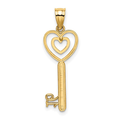 14K Gelbgold Key mit Herz Süß 16 Anhänger