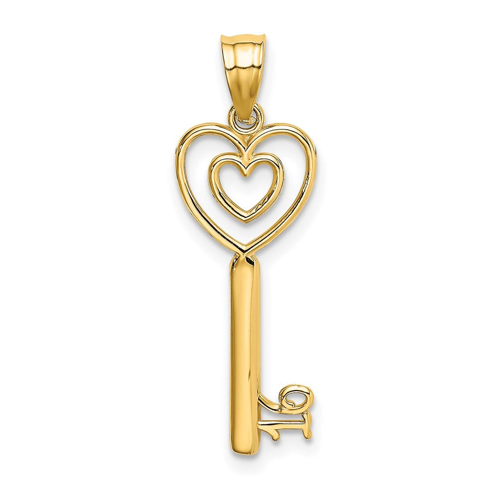 14K Gelbgold Key mit Herz Süß 16 Anhänger