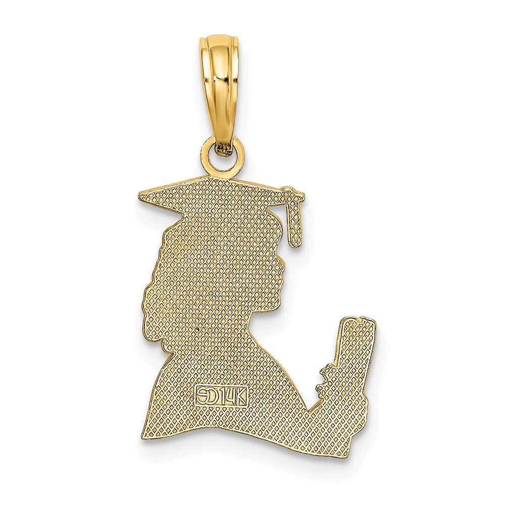 14K Gelbgold Poliert Female Abschluss Profile mit Diploma Charm