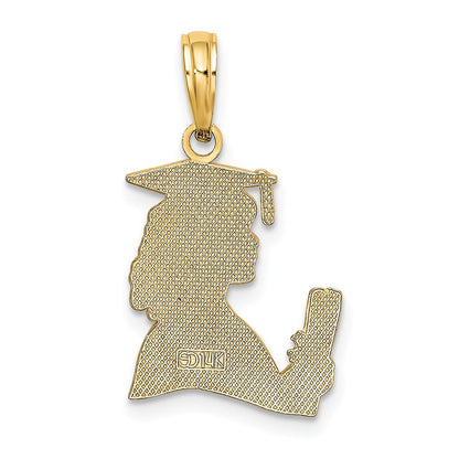 14K Gelbgold Poliert Female Abschluss Profile mit Diploma Charm