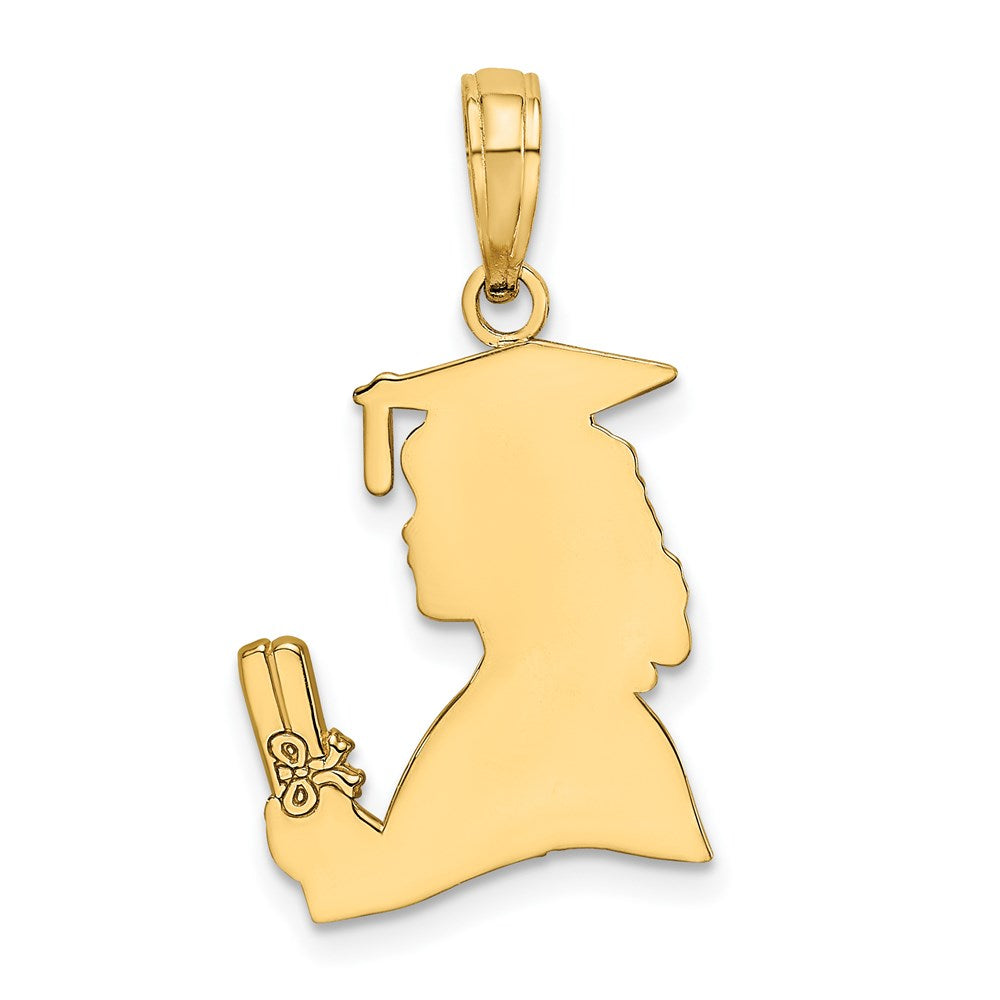 14K Gelbgold Poliert Female Abschluss Profile mit Diploma Charm