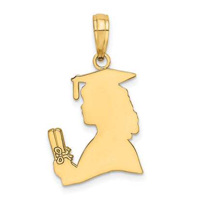 14K Gelbgold Poliert Female Abschluss Profile mit Diploma Charm