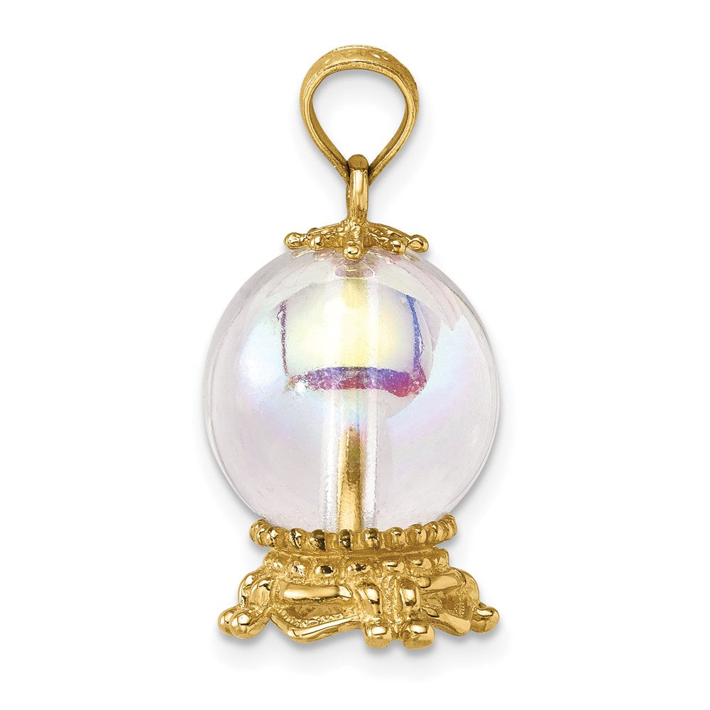 14K Gelbgold 3D-Kristallkugel-Charm