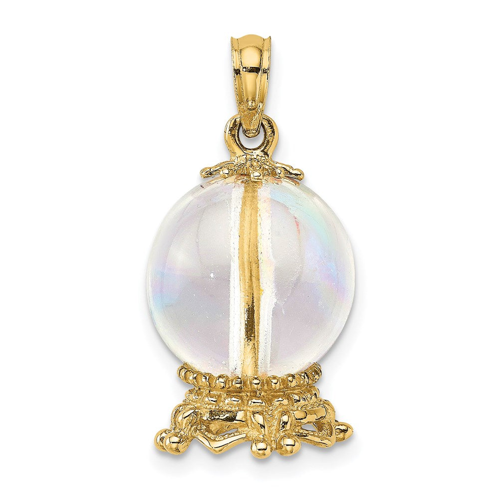 14K Gelbgold 3D-Kristallkugel-Charm