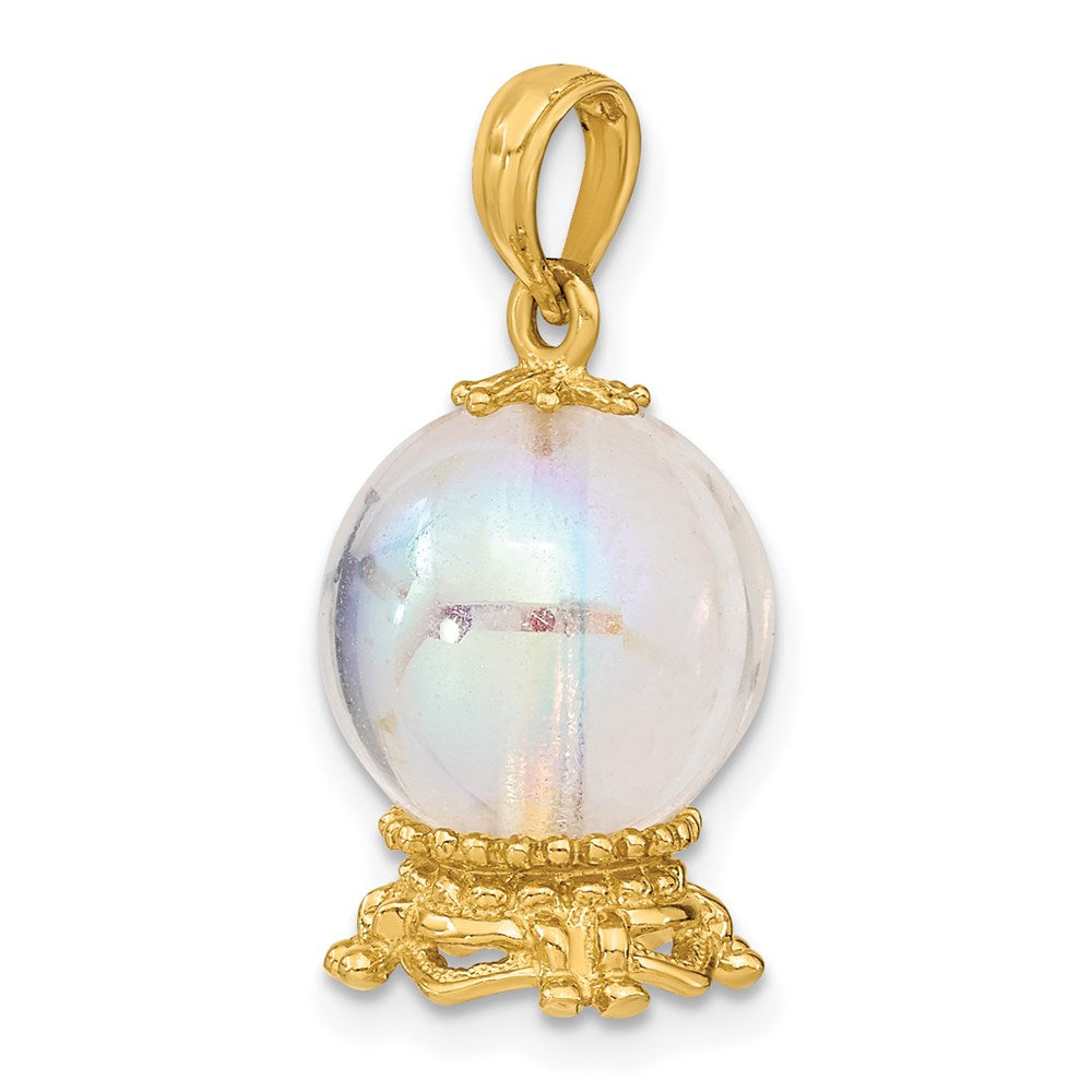 14K Gelbgold 3D-Kristallkugel-Charm