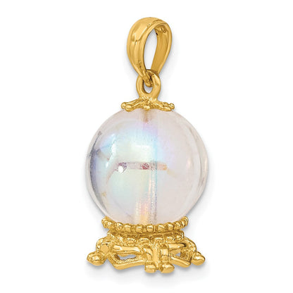 14K Gelbgold 3D-Kristallkugel-Charm