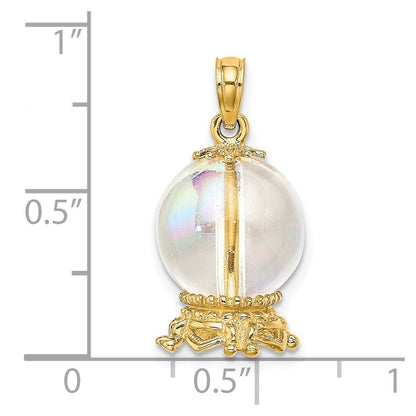 14K Gelbgold 3D-Kristallkugel-Charm