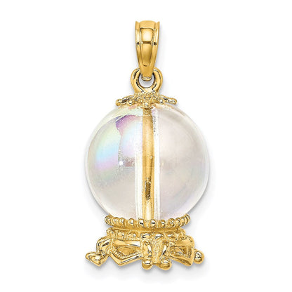 14K Gelbgold 3D-Kristallkugel-Charm