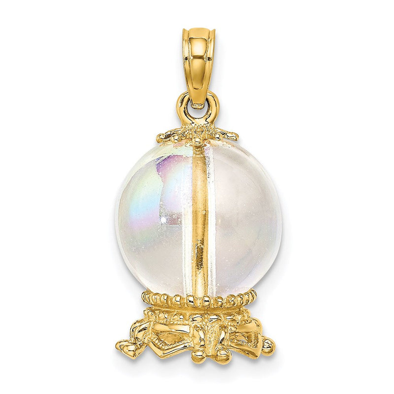14K Gelbgold 3D-Kristallkugel-Charm
