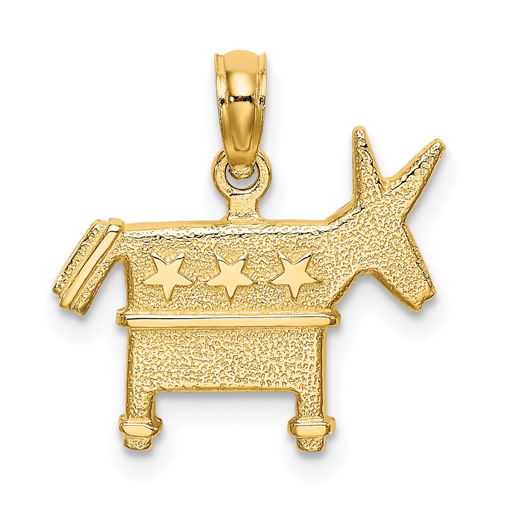 14K Gelbgold 3-D texturierter Demokratischer Esel-Charm