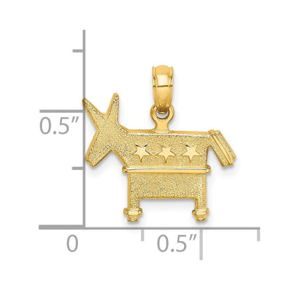 14K Gelbgold 3-D texturierter Demokratischer Esel-Charm