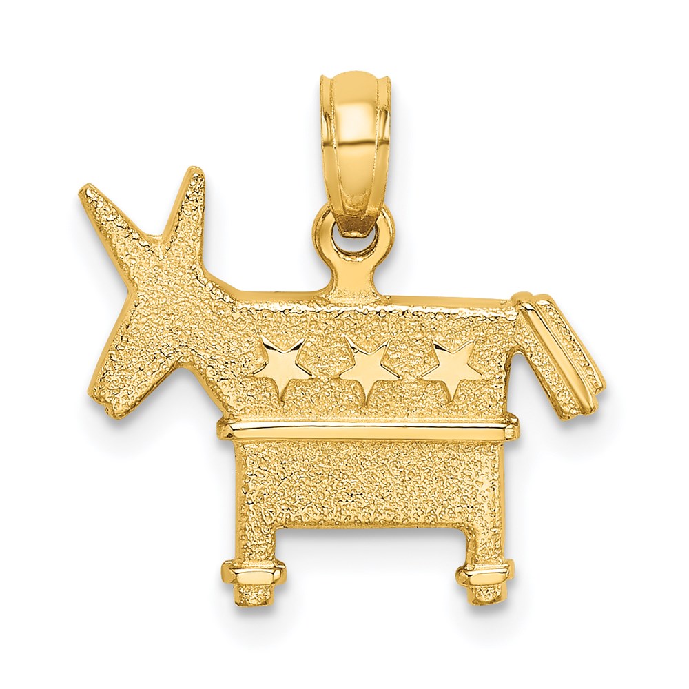 14K Gelbgold 3-D texturierter Demokratischer Esel-Charm
