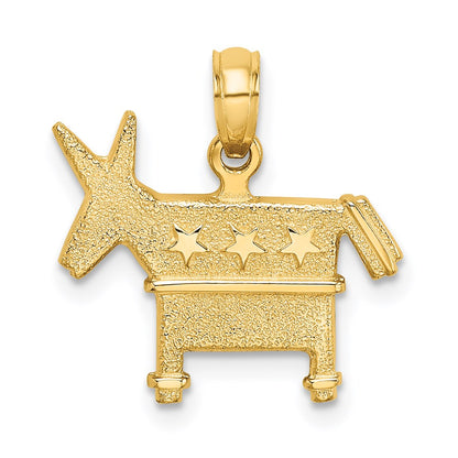 14K Gelbgold 3-D texturierter Demokratischer Esel-Charm