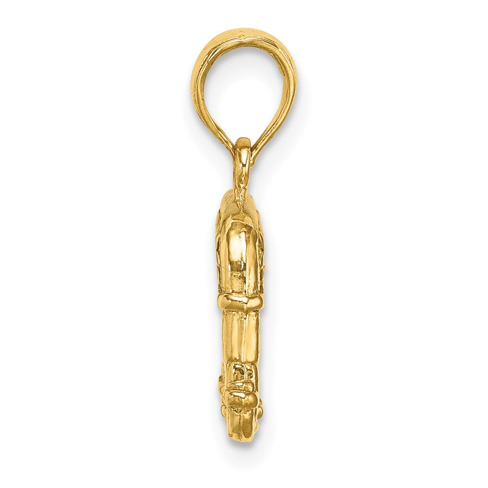 14K Gelbgold Republikaner-Elefant-Charm mit 3D-Textur