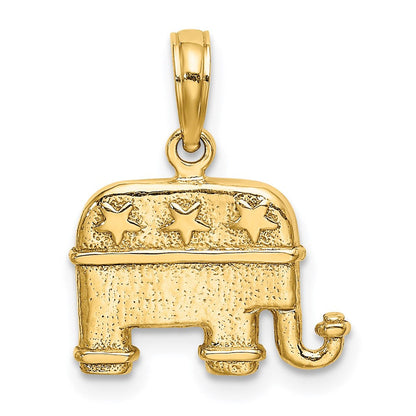 14K Gelbgold Republikaner-Elefant-Charm mit 3D-Textur