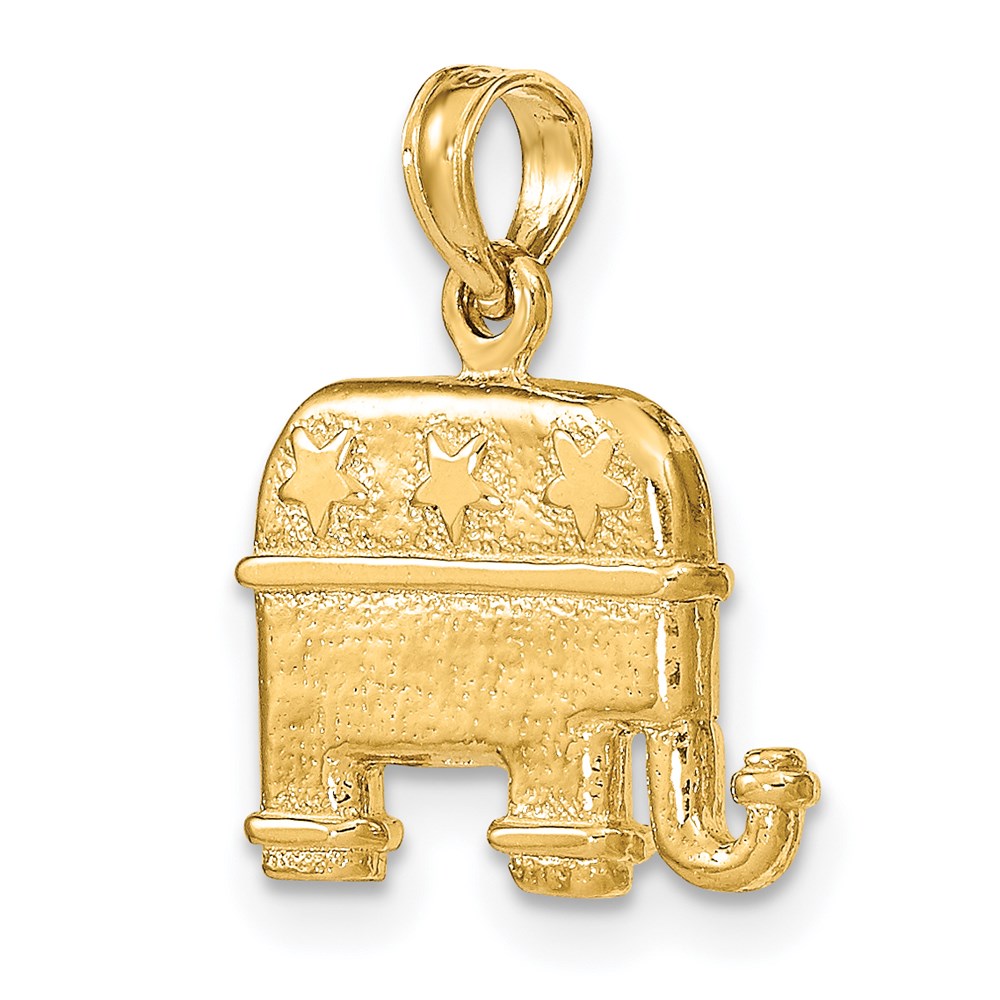 14K Gelbgold Republikaner-Elefant-Charm mit 3D-Textur