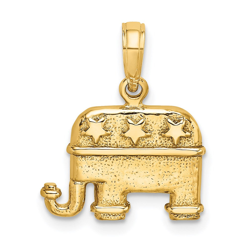 14K Gelbgold Republikaner-Elefant-Charm mit 3D-Textur