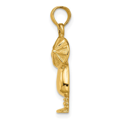14K Gelbgold Polierter Tropical-Drink-Charm