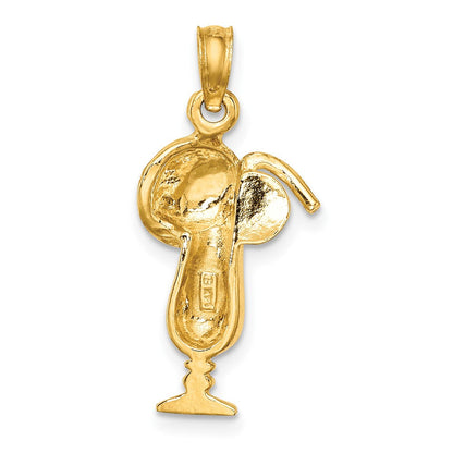 14K Gelbgold Polierter Tropical-Drink-Charm