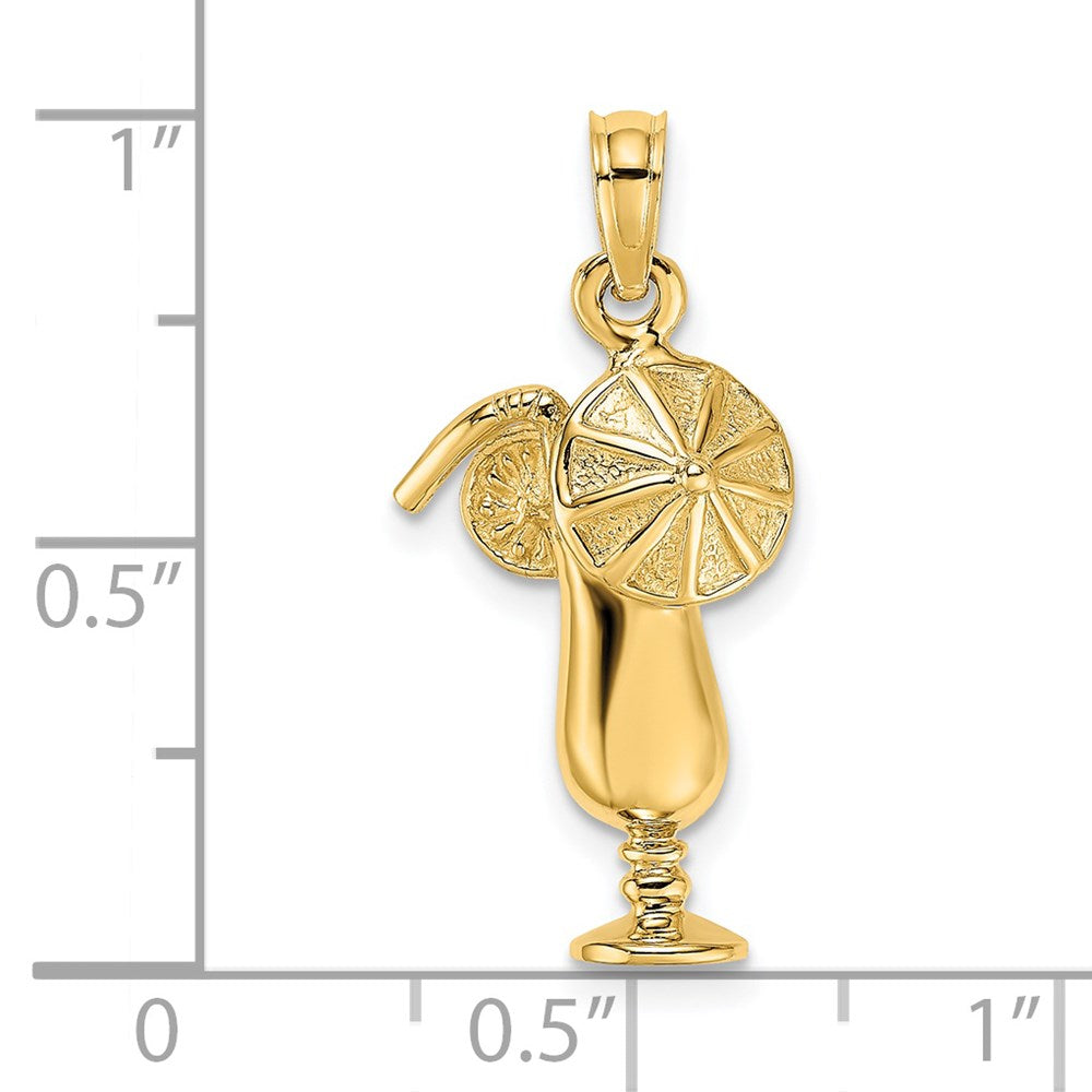 14K Gelbgold Polierter Tropical-Drink-Charm