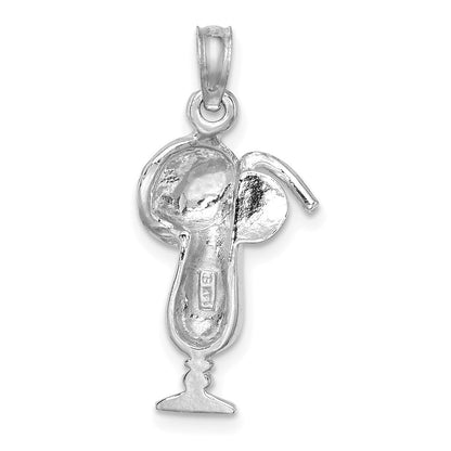 14K Weißgold Charm „Tropisches Getränk", poliert