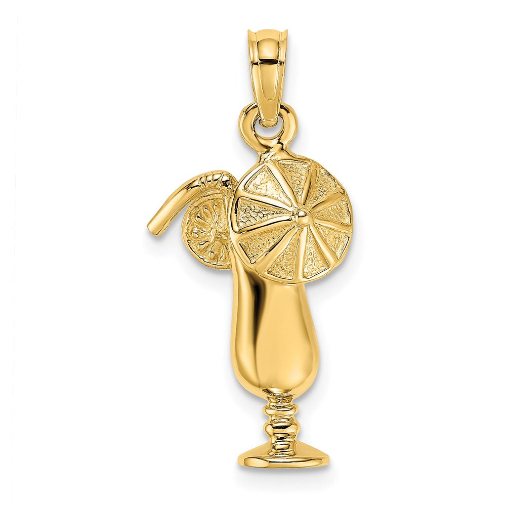 14K Gelbgold Polierter Tropical-Drink-Charm