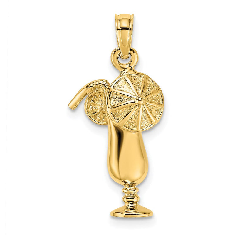 14K Gelbgold Polierter Tropical-Drink-Charm