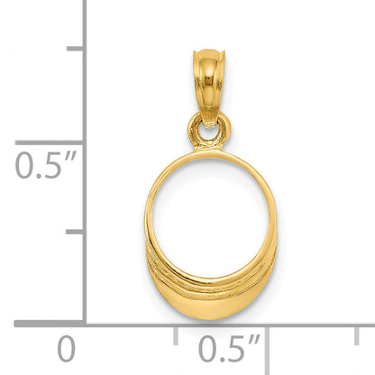 14K Gelbgold 3-d Poliert Beach Bum Sonne Visor Charm