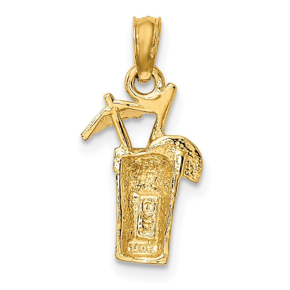 14K Gelbgold Cocktail Drink mit Umbrella Charm