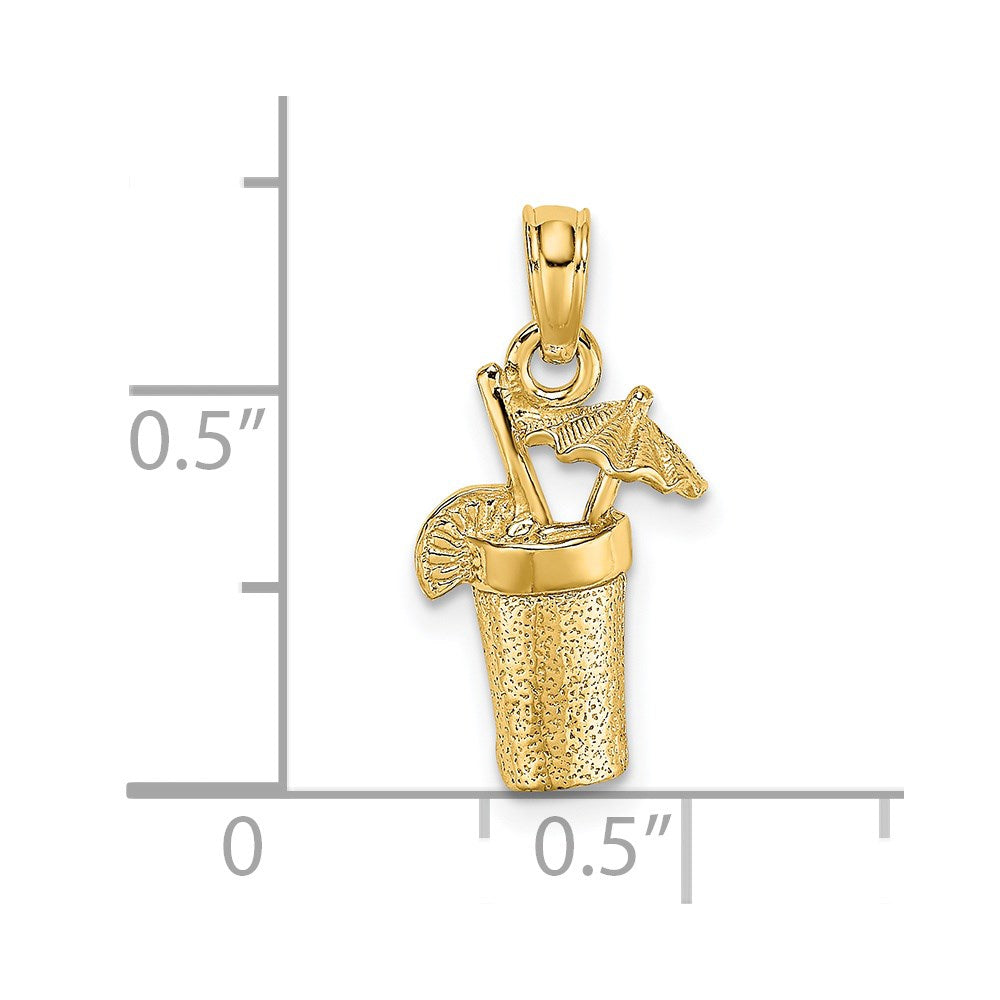 14K Gelbgold Cocktail Drink mit Umbrella Charm