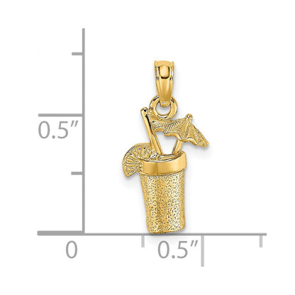 14K Gelbgold Cocktail Drink mit Umbrella Charm