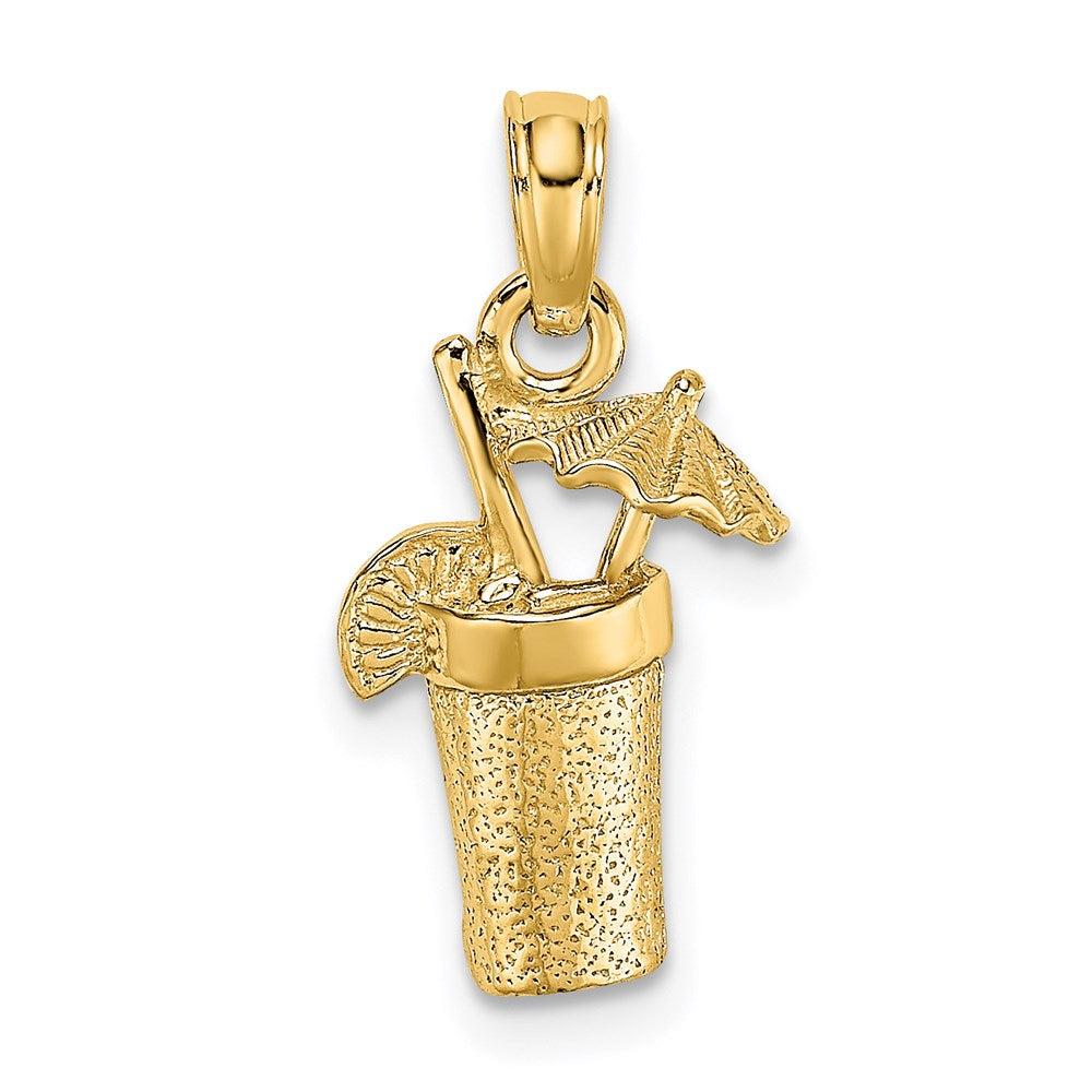 14K Gelbgold Cocktail Drink mit Umbrella Charm