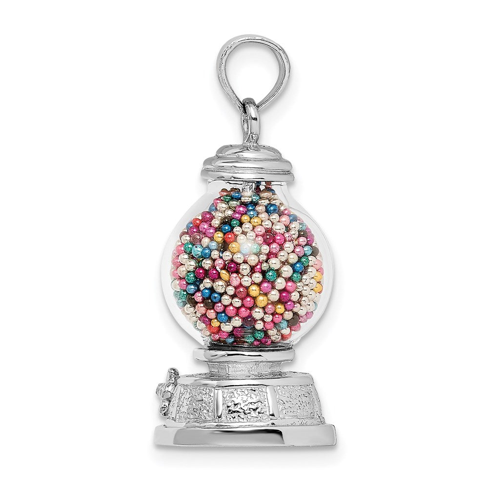14K Weißgold 3-d Beweglich Gumball Machine Glas Anhänger