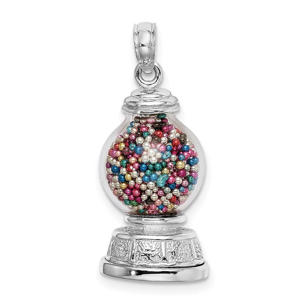 14K Weißgold 3-d Beweglich Gumball Machine Glas Anhänger
