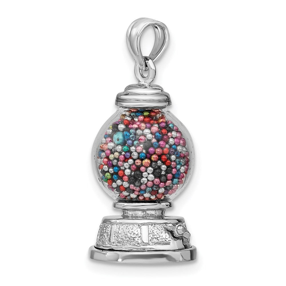 14K Weißgold 3-d Beweglich Gumball Machine Glas Anhänger