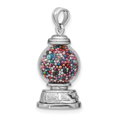 14K Weißgold 3-d Beweglich Gumball Machine Glas Anhänger
