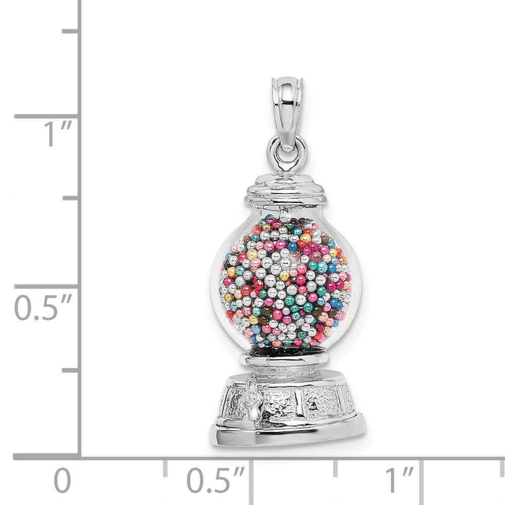 14K Weißgold 3-d Beweglich Gumball Machine Glas Anhänger