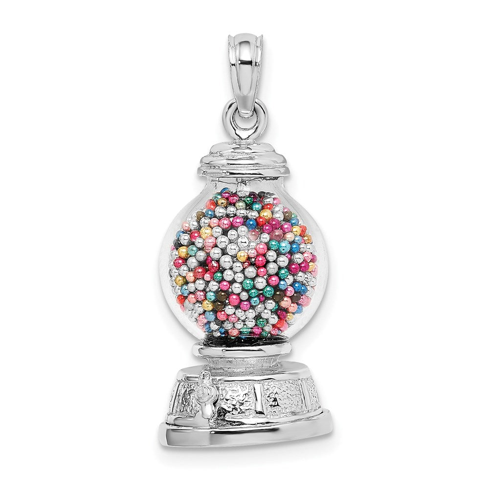 14K Weißgold 3-d Beweglich Gumball Machine Glas Anhänger