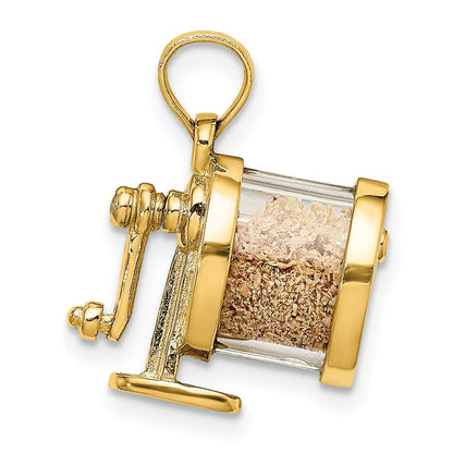 14K Gelbgold 3-D beweglicher Bleistiftspitzer-Charm