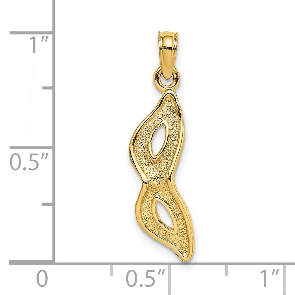 14K Gelbgold 3-d Abgeschrägt Masquerade Mask Charm