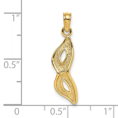 14K Gelbgold 3-d Abgeschrägt Masquerade Mask Charm