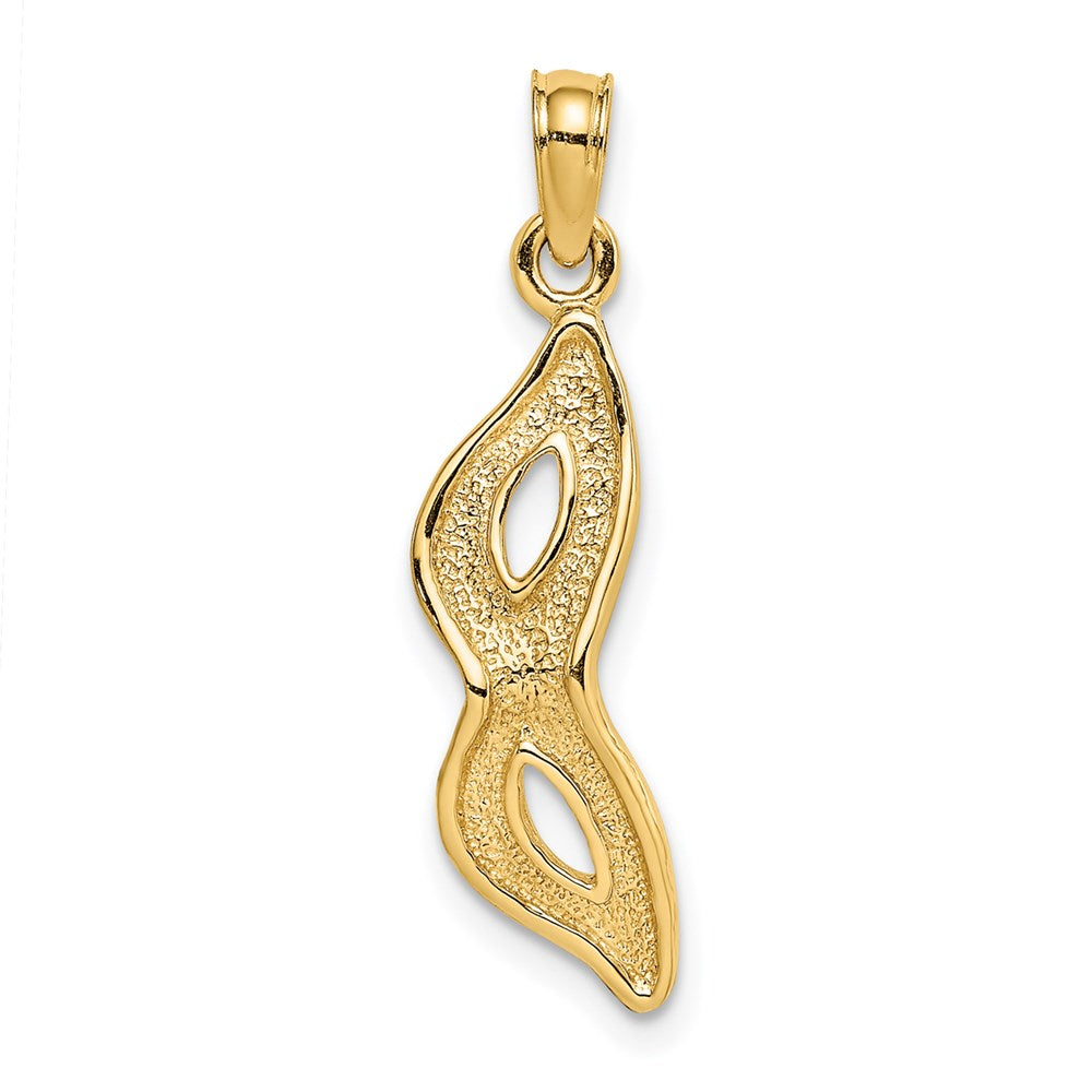 14K Gelbgold 3-d Abgeschrägt Masquerade Mask Charm
