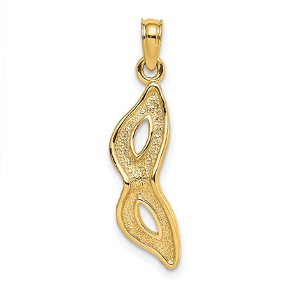 14K Gelbgold 3-d Abgeschrägt Masquerade Mask Charm