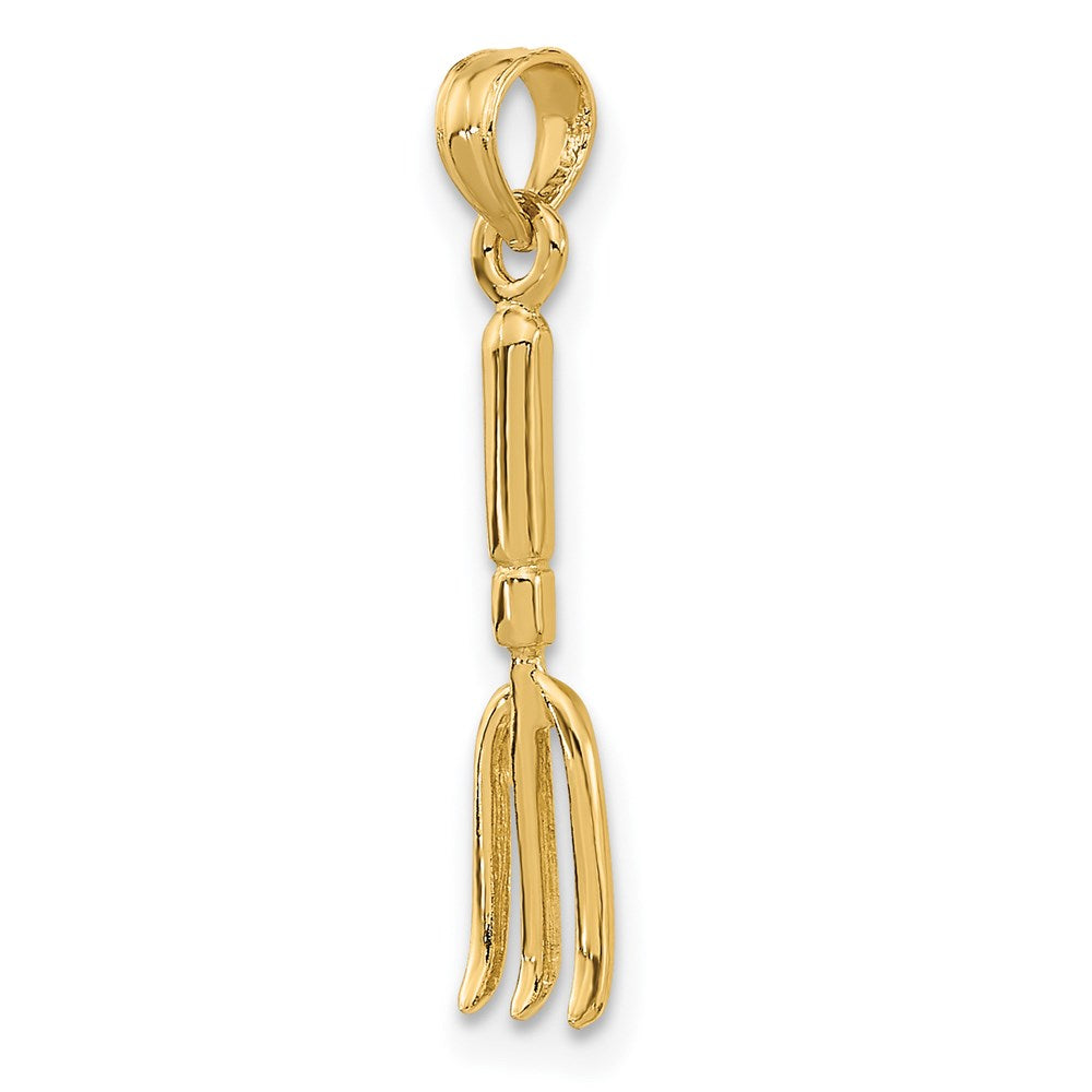 14K Gelbgold 3-d Fork Garden Tool Charm