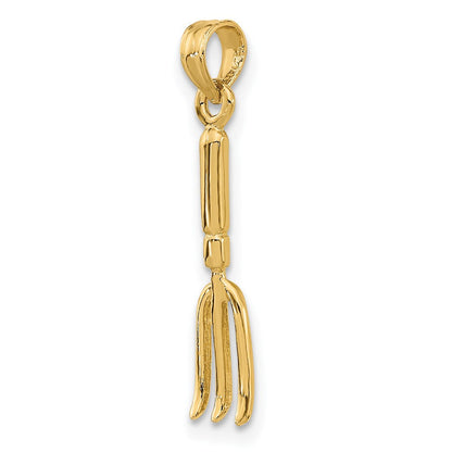 14K Gelbgold 3-d Fork Garden Tool Charm