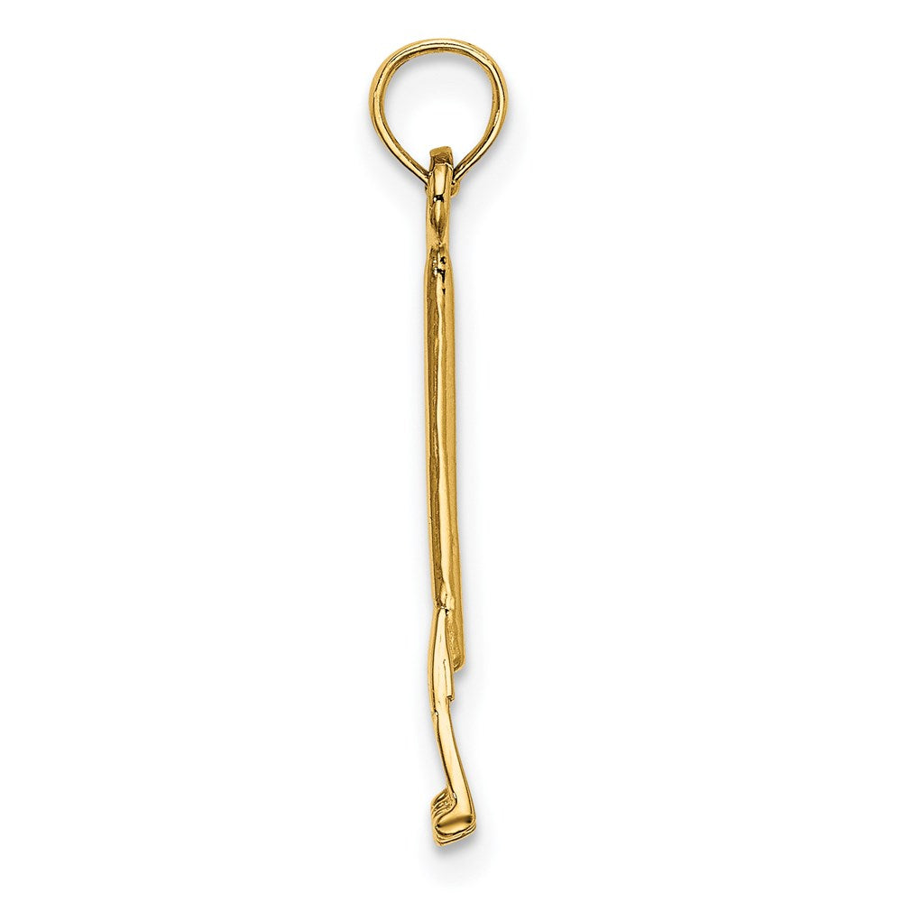 14K Gelbgold 3-d Blatt Rake Garden Tool Charm