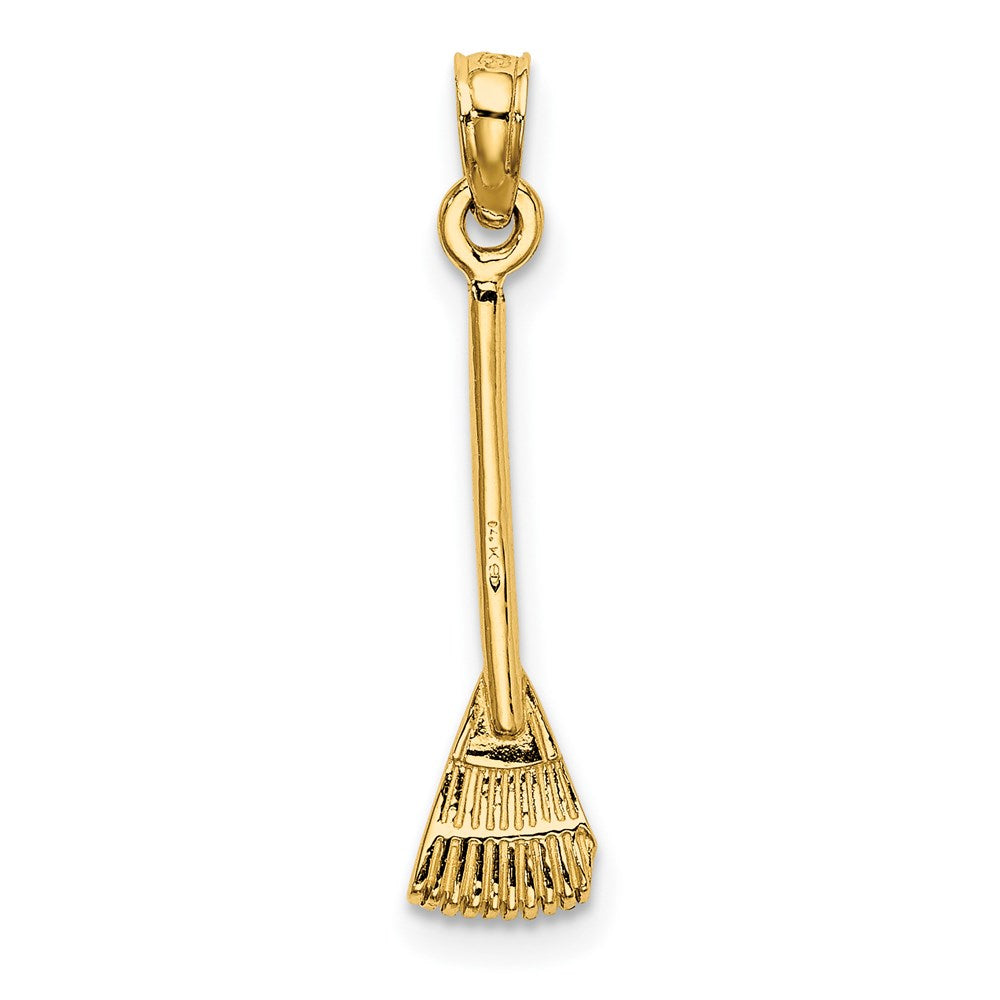 14K Gelbgold 3-d Blatt Rake Garden Tool Charm