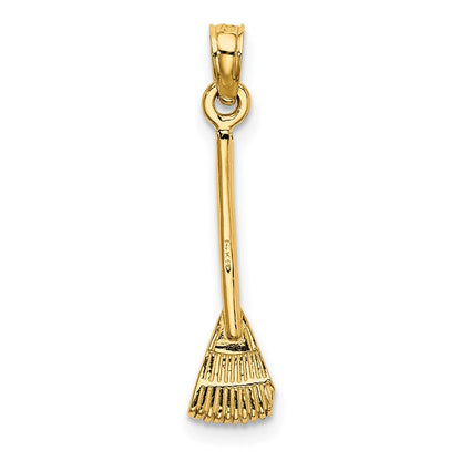 14K Gelbgold 3-d Blatt Rake Garden Tool Charm