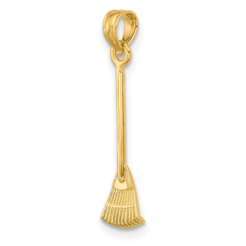 14K Gelbgold 3-d Blatt Rake Garden Tool Charm